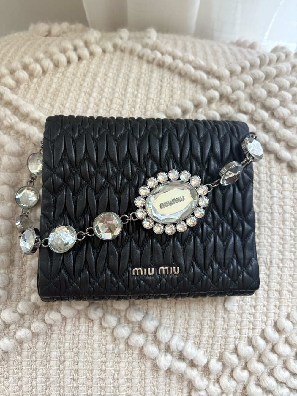 Miu Miu Black Crystal-Embellished Purse